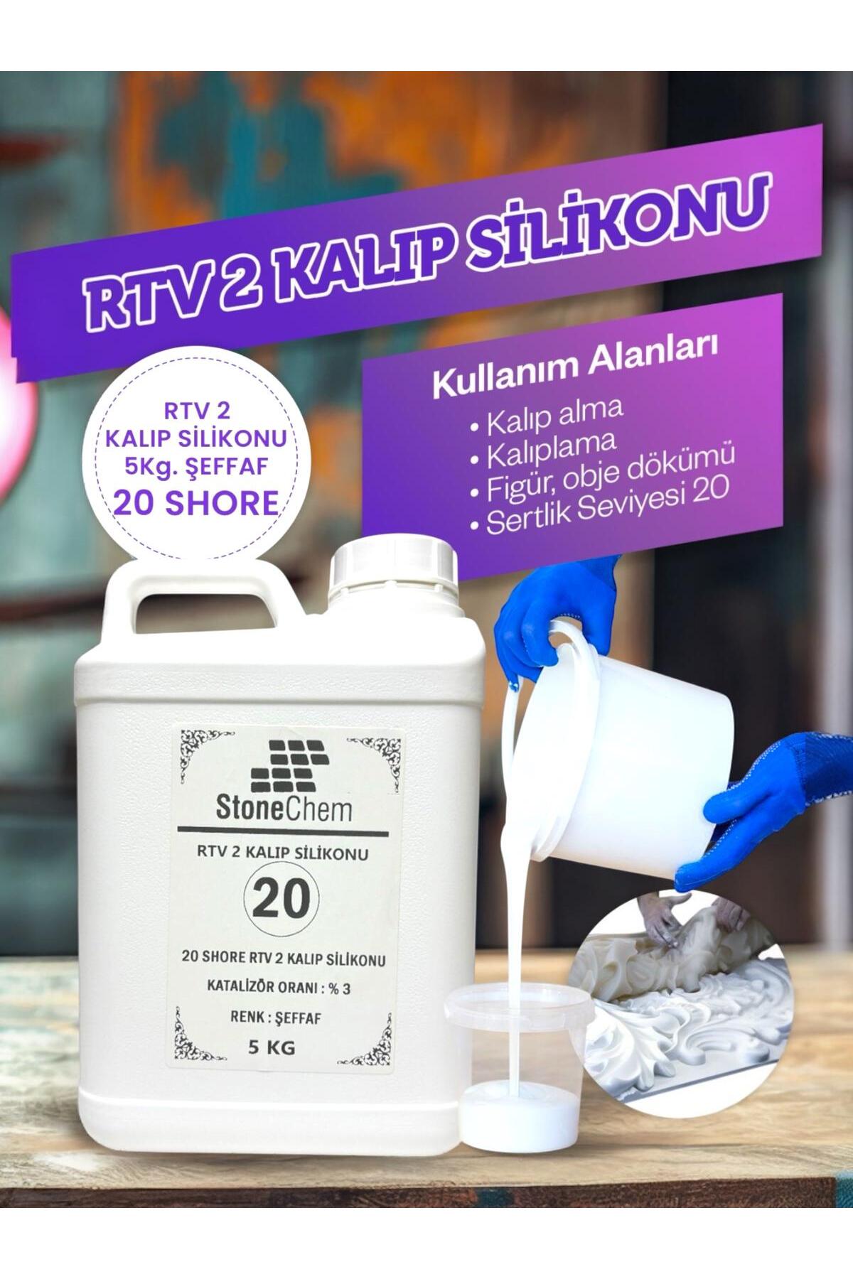 Yüksek Kalite 1. Sınıf RTV 2 Kalıp Silikonu 5 KG ŞEFFAF 20 SHORE