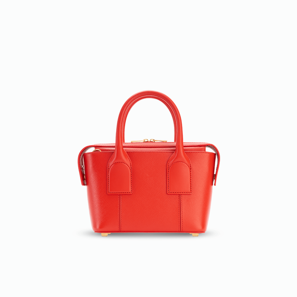 Poppy Red Leather compact top handle bag