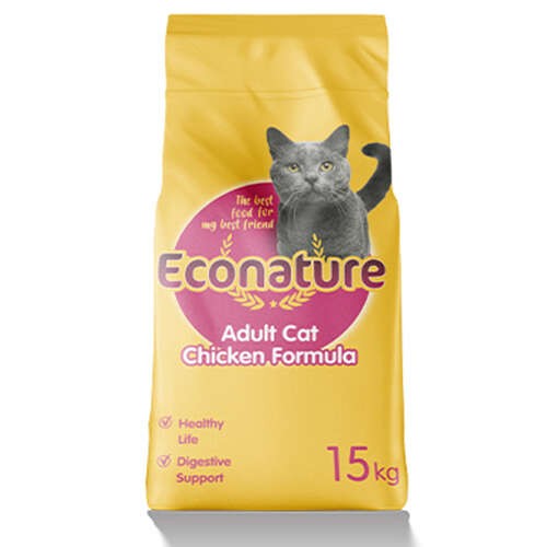 Econature Yetişkin Kuru Kedi Maması (Adult Cat) Sarı Ambalaj Tavuk Etli 15 KG