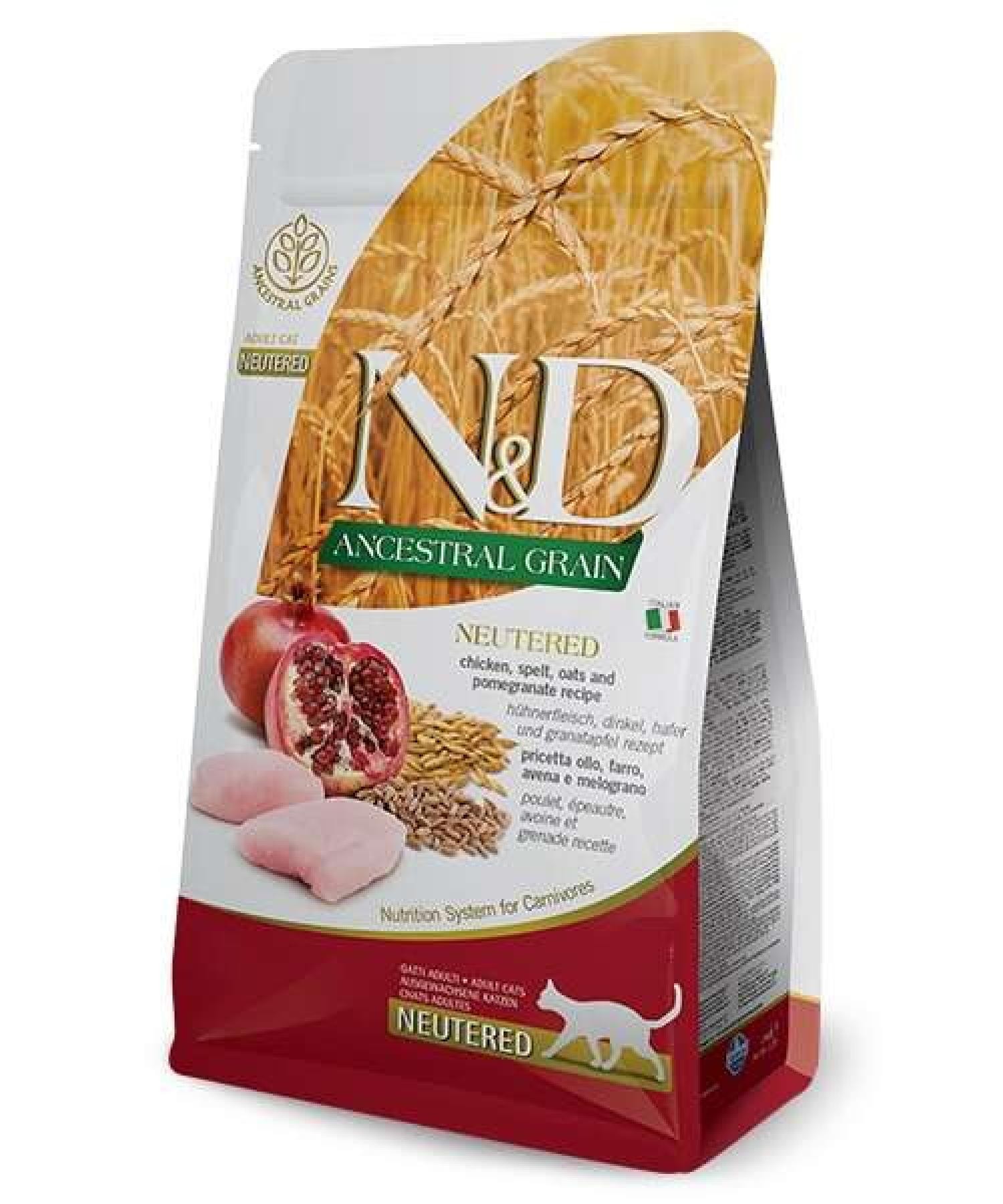 N&D ANCESTRAL GRAIN CAT CHICKEN, SPELT, OATS & POMEGRANATE NEUTERED ADULT 10 KG