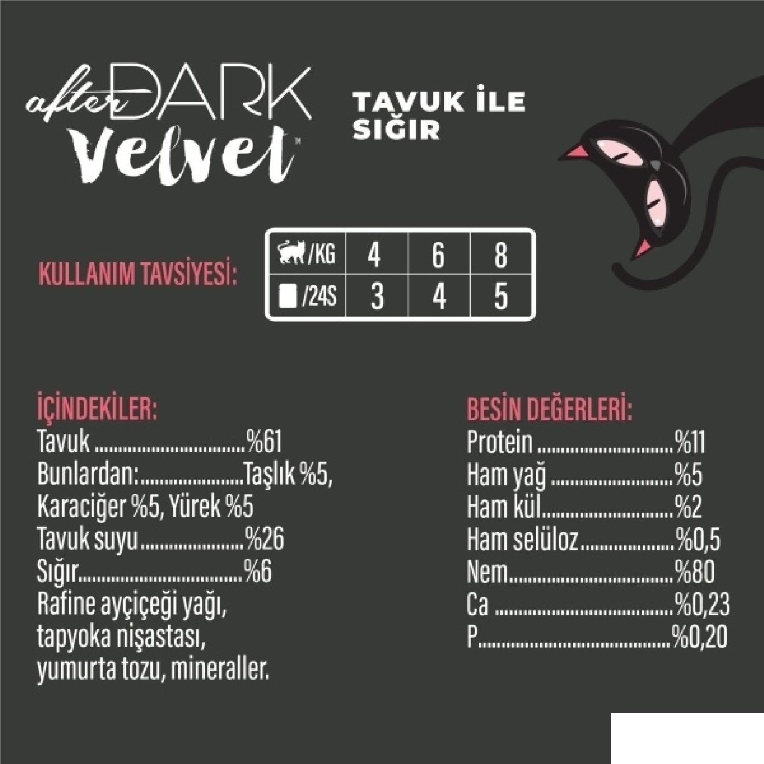 Schesir After Dark Tavuk ile Sığır Mus Yetişkin Kedi Pouch 80g