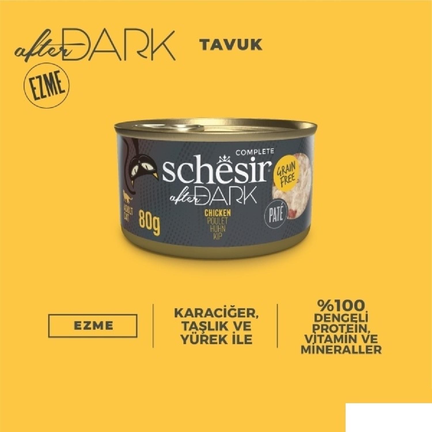 Schesir After Dark Tavuk Pate Yetişkin Kedi Konservesi 80g