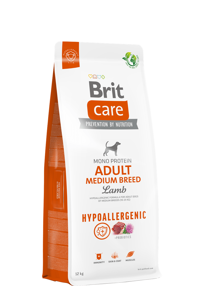 Brit Care Orta Irk Yetişkin Köpekler İçin, Tek Proteinli, Hipoalerjenik, Kuzu Etli Kuru Mama 12 kg