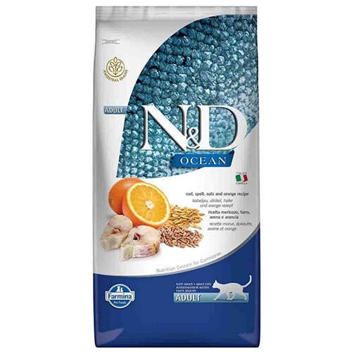 N&D OCEAN CAT COD, SPELT, OATS & ORANGE ADULT 10 KG