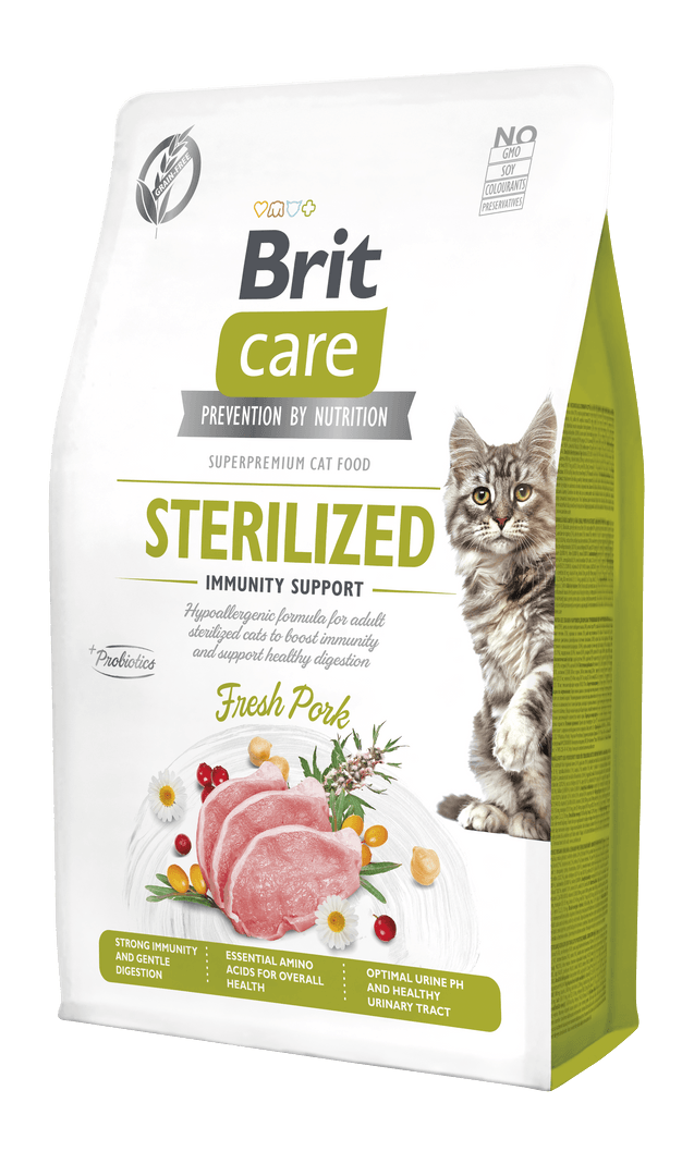 Brit Care Kısırlaştırılmış Kediler İçin, Tahılsız, Hipoalerjenik, Domuz Etli Kuru Mama 2 kg