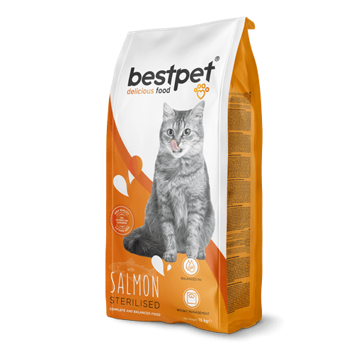 Bestpet Yetişkin Kısırlaştırılmış Kediler İçin Somonlu Kuru Mama 15 kg