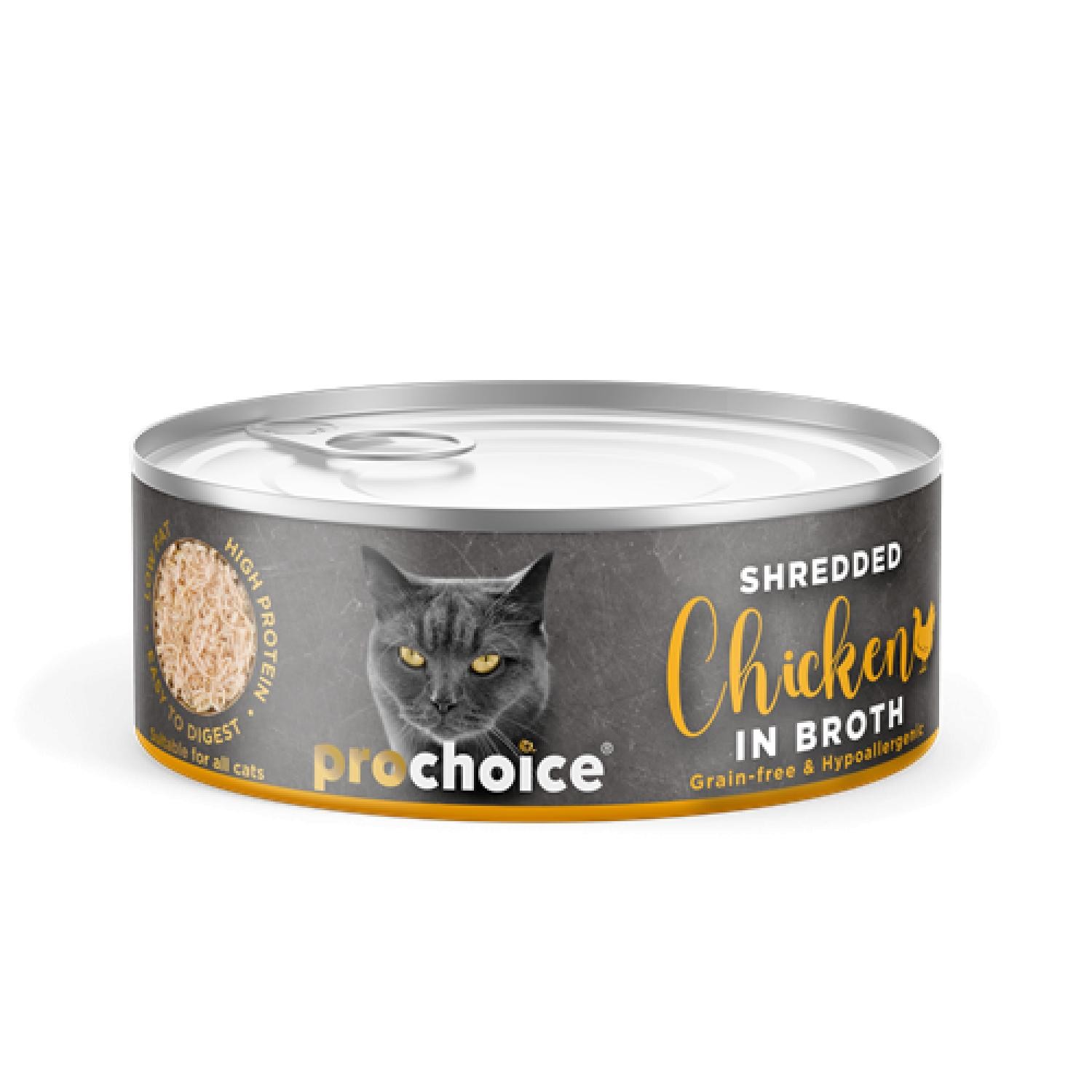 Prochoice Shredded, Tahılsız, Hipoalerjenik, Tiftiklenmiş Tavuk Etli Yaş Kedi Maması 70 gr