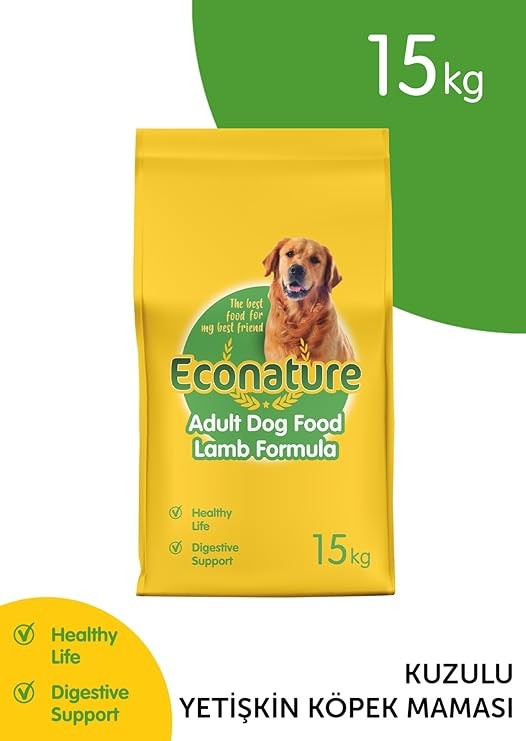 Econature Yetişkin Kuru Köpek Maması (Adult Dog) Sarı Ambalaj Kuzu Etli 15KG