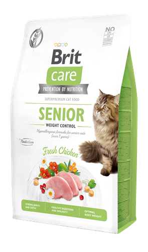 Brit Care Kilo Kontrolü İhtiyacı Olan Yaşlı Kediler İçin, Tahılsız, Hipoalerjenik, Taze Tavuk Etli Kuru Mama 2 kg