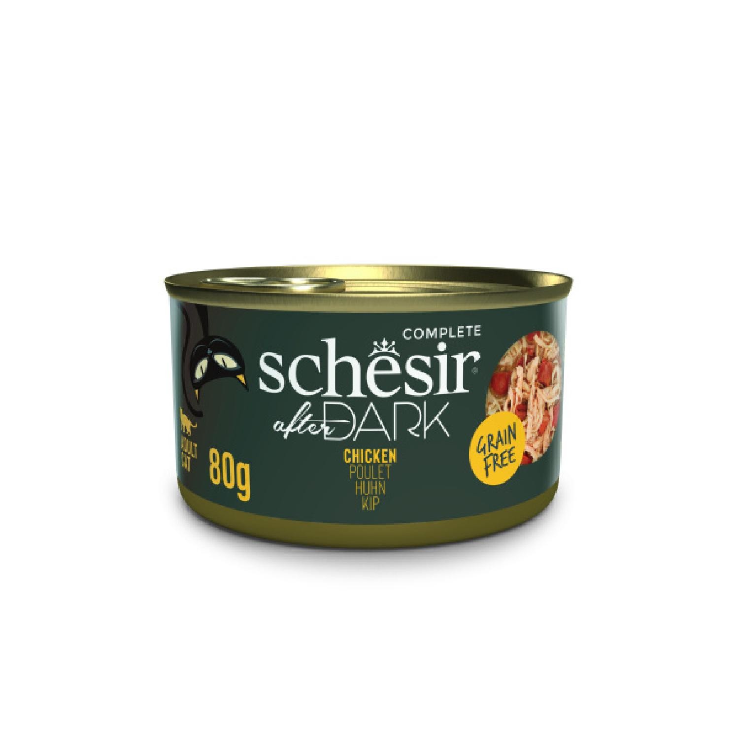 Schesir After Dark Tavuk Et Suyunda Yetişkin Kedi Konservesi 80g