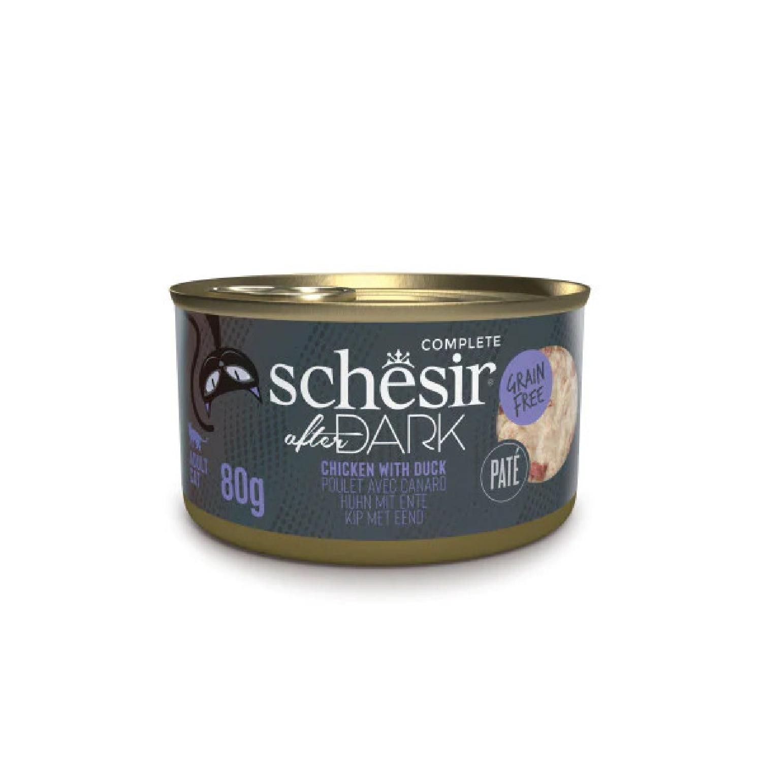 Schesir After Dark Tavuk ile Ördek Et Suyunda Yetişkin Kedi Konservesi 80g