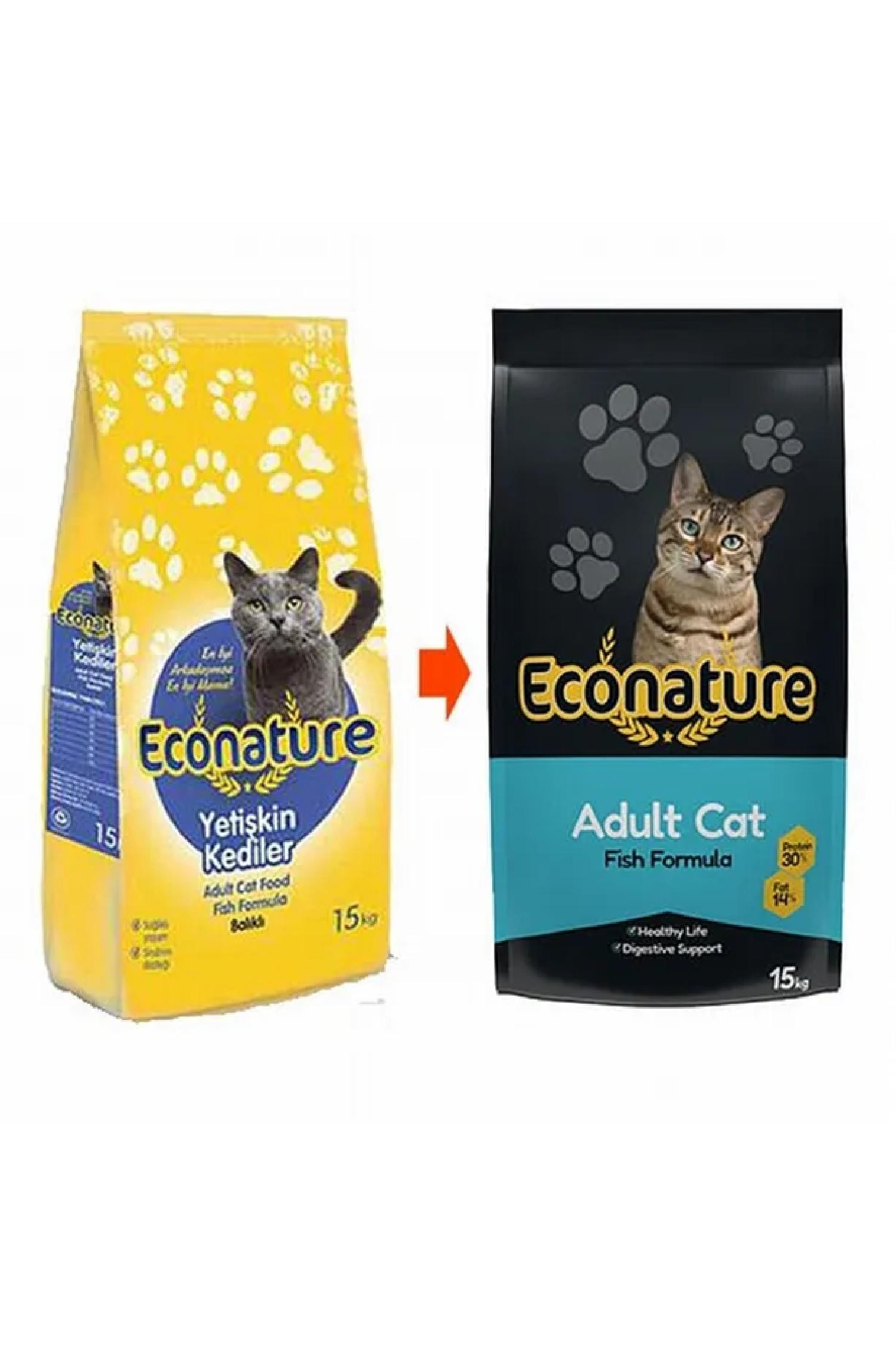 Econature Yetişkin Balıklı Kuru Kedi Maması 15KG