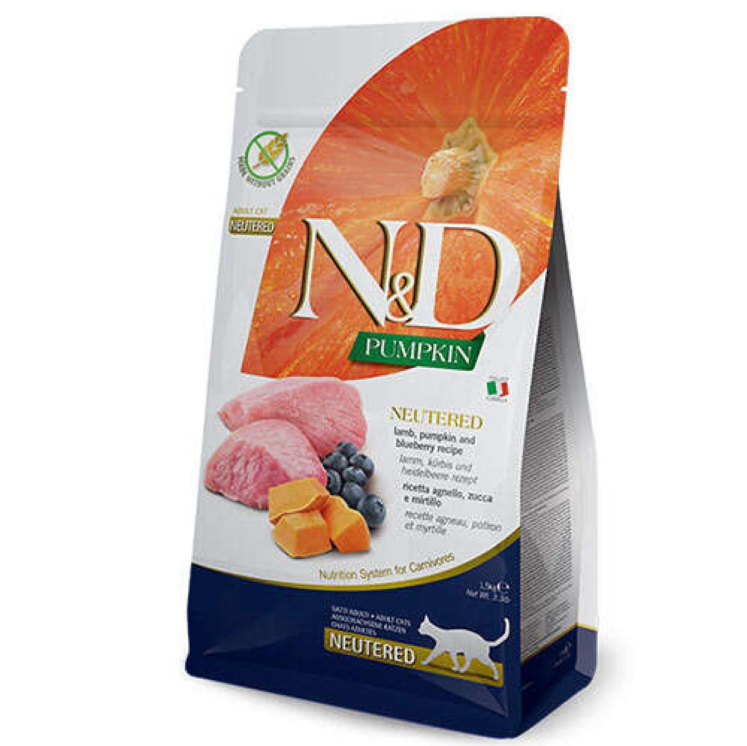 N&D PUMPKIN CAT LAMB & BLUEBERRY NEUTERED ADULT 1,5 KG