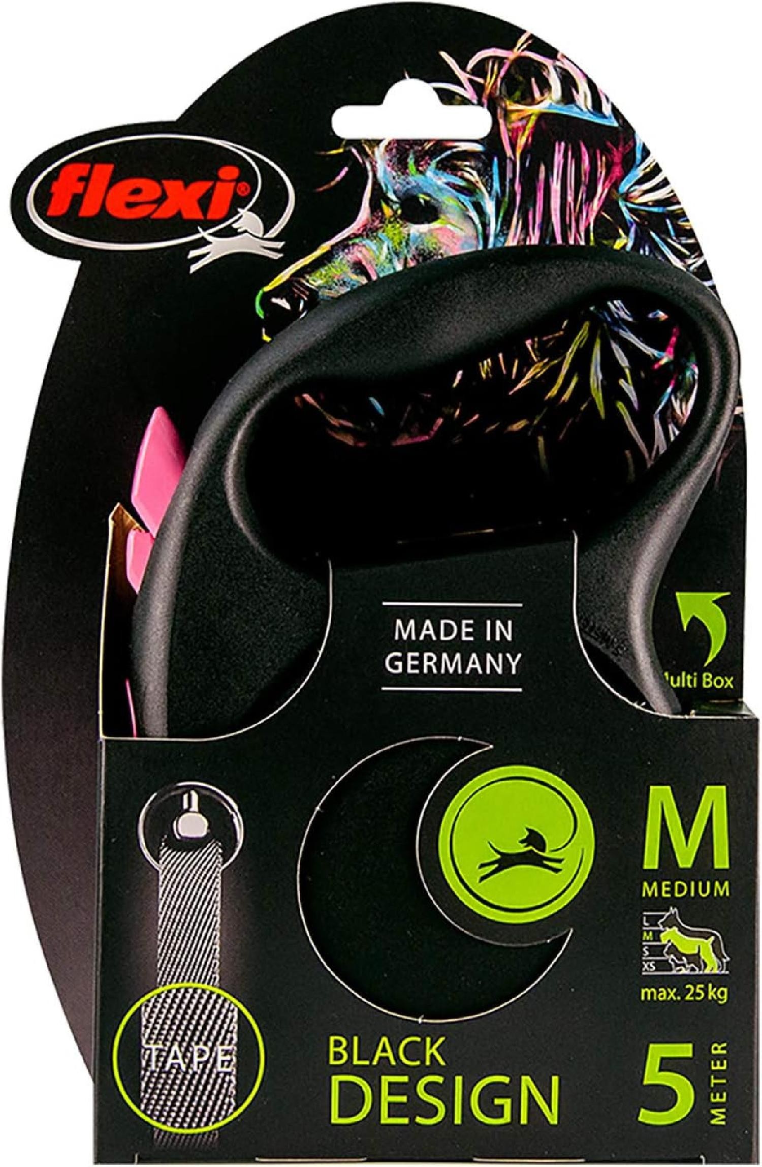 Flexi Black Design S Beden Pembe 5MT Şerit Tasma - Pembe 