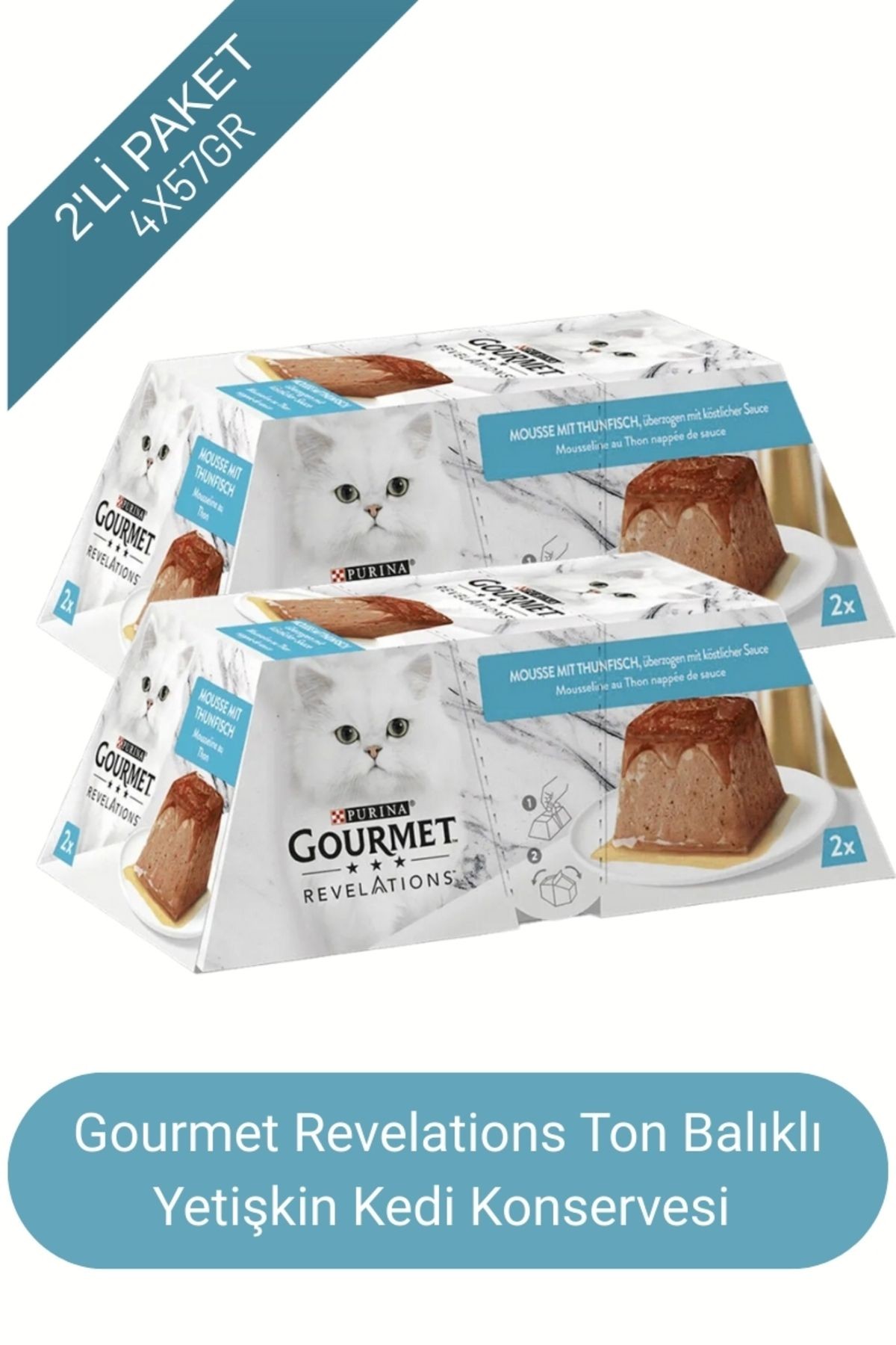 Revelations Mousse Ton Balıklı Sosla Kaplı Lezzet Kedi Ödül Yaşmama 2x57 Gr 114 Gr X 2 Paket