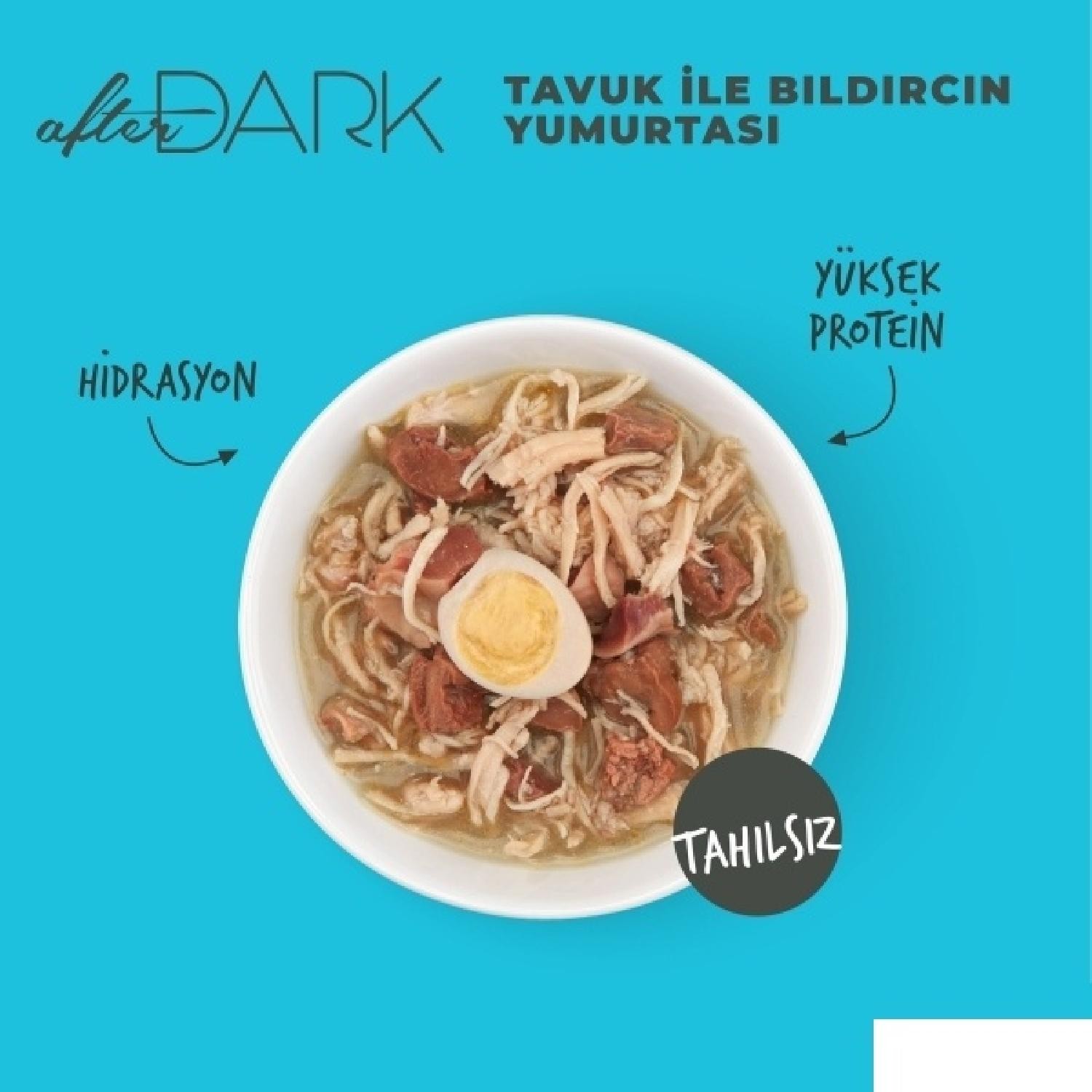 Schesir After Dark Tavuk ile Bıldırcın Yumurtası Et Suyunda Yetişkin Kedi Konservesi 80g