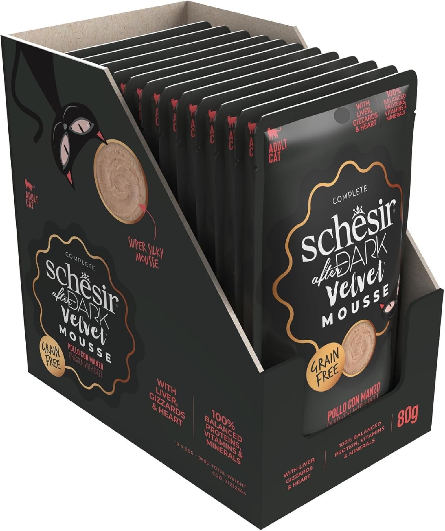 Schesir After Dark Tavuk ile Sığır Mus Yetişkin Kedi Pouch 80g