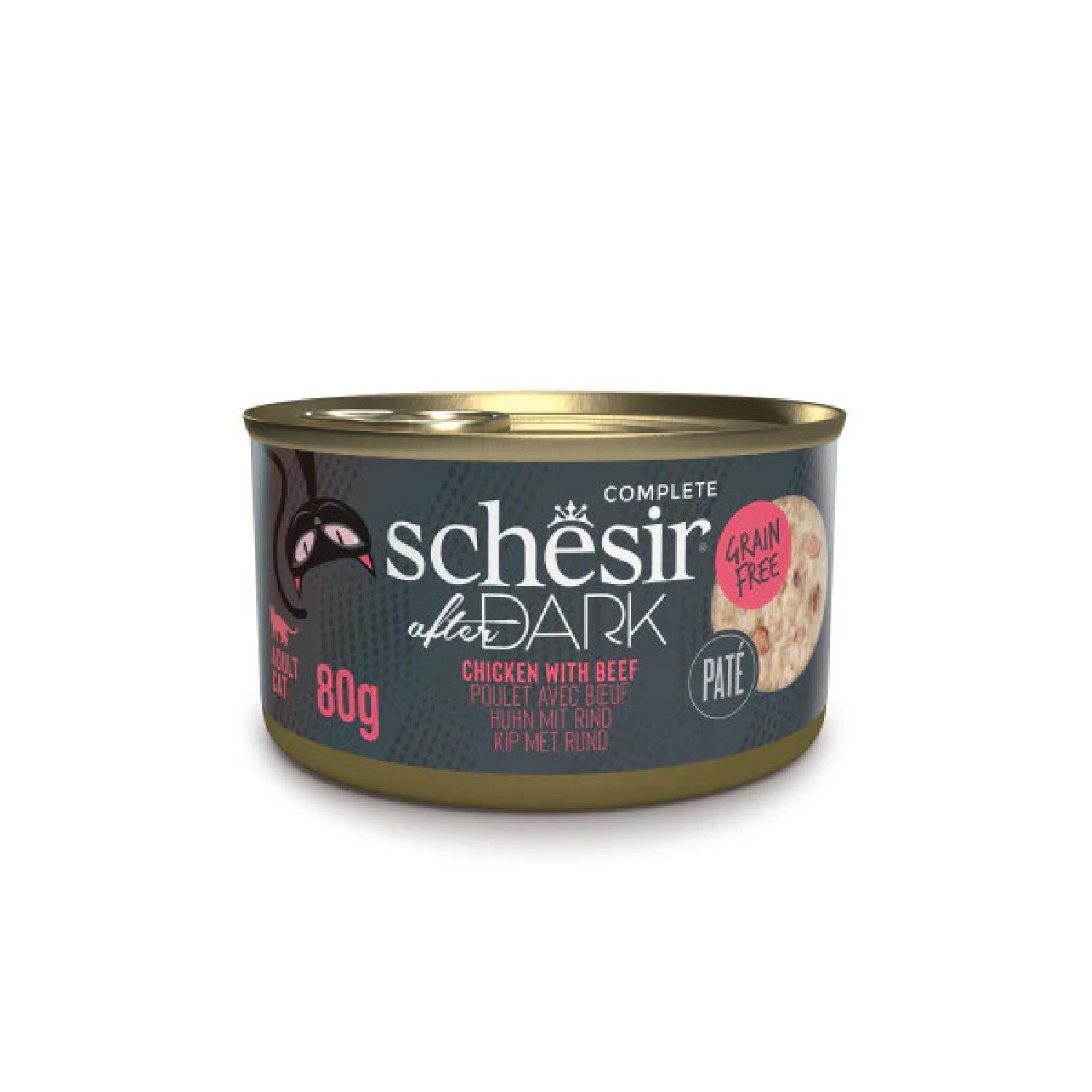 Schesir After Dark Tavuk ile Sığır Et Suyunda Yetişkin Kedi Konservesi 80g