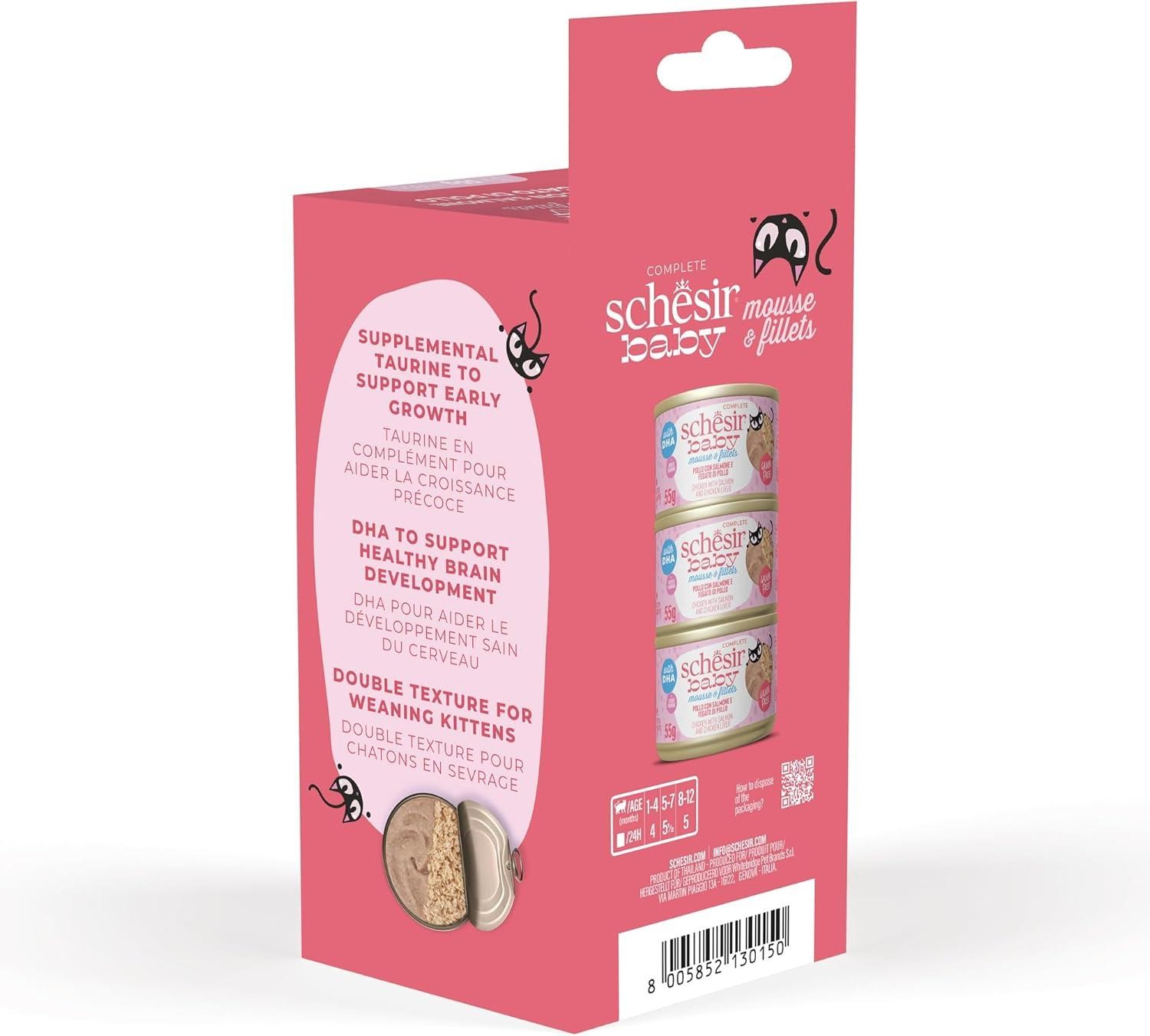 Schesir Baby Tavuk ile Somon Mus ve Fileto Konserve 3x55g