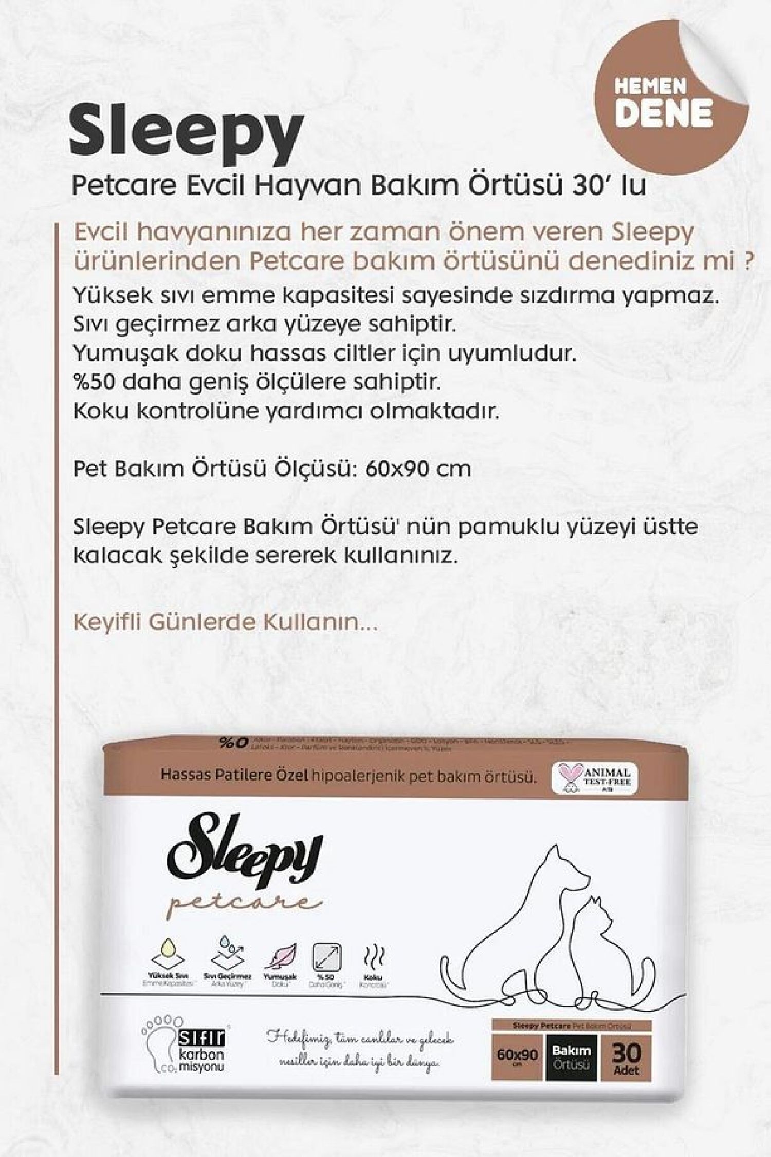 SLEEPY PETCARE PET BAKIM ÖRTÜSÜ 30'lu x 4 ADET