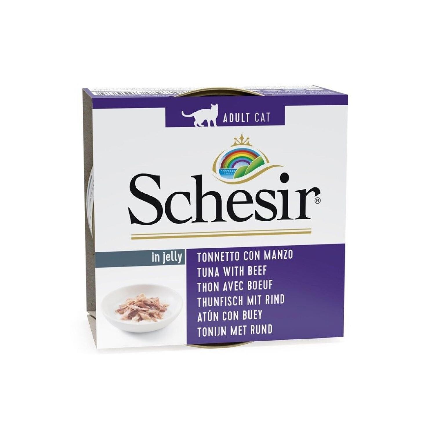 Schesir Jelly Ton Balığı ve Sığır Eti Jöle İçinde Yetişkin Kedi Konservesi 85g