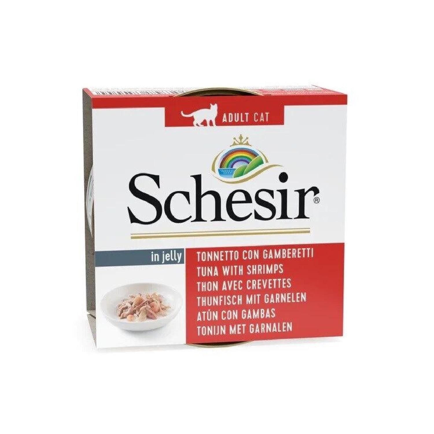 Schesir Jelly Ton Balığı ve Karides Jöle İçinde Yetişkin Kedi Konservesi 85g