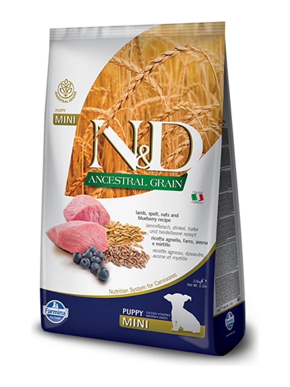 N&D ANCESTRAL GRAIN DOG LAMB, SPELT, OATS & BLUEBERRY PUPPY MINI 7 KG