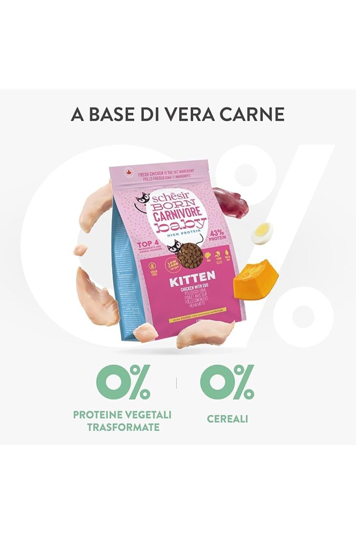 Born Carnivore Baby Tavuklu Ve Yumurtalı Yavru Kedi Maması 1,25kg