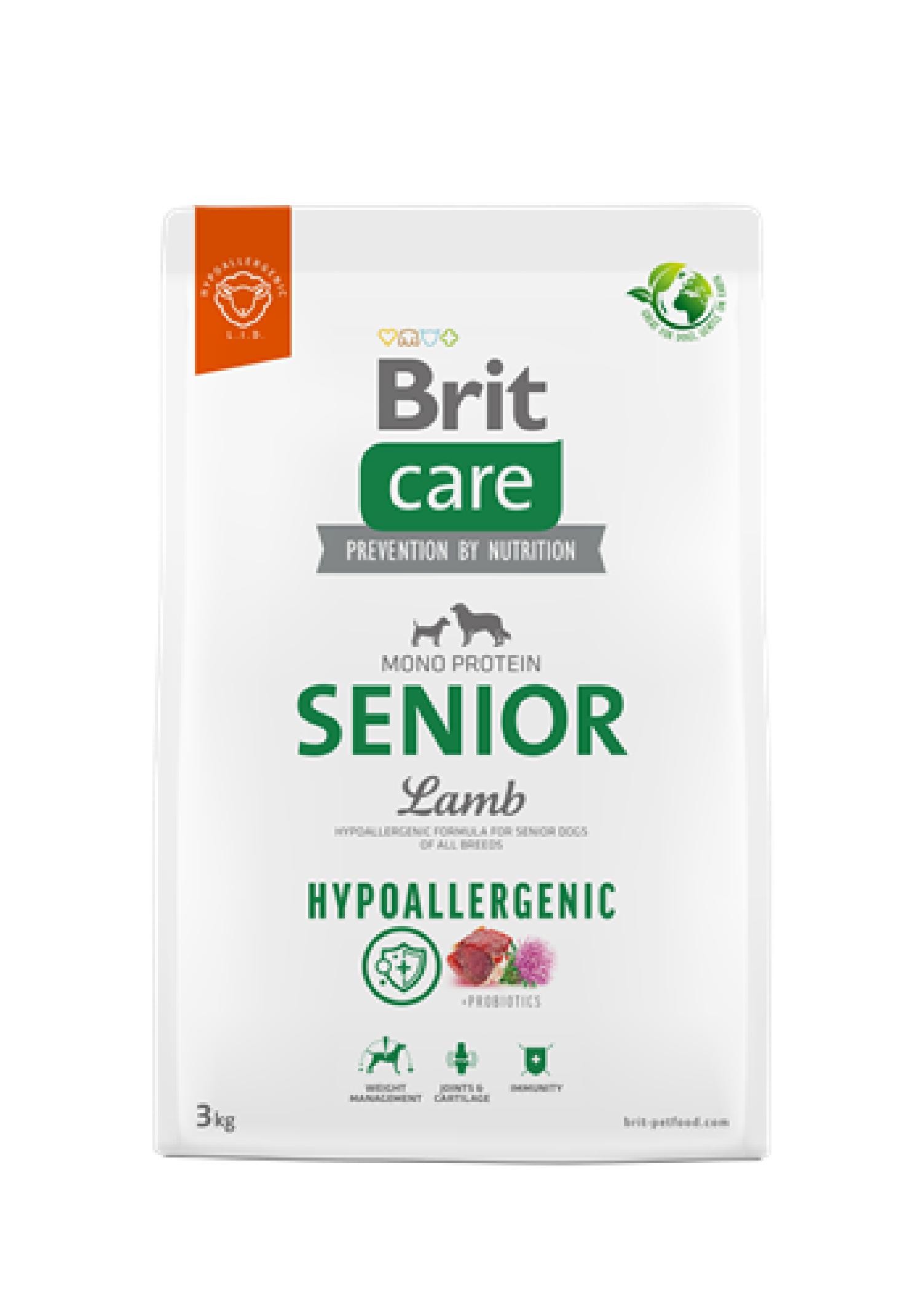 Brit Care Yaşlı Köpekler İçin, Tek Proteinli, Hipoalerjenik, Kuzu Etli Kuru Mama 3 kg
