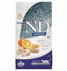N&D Ocean Morina Balıklı ve Portakallı Ata Tahıllı Yetişkin Kedi Maması 5kg