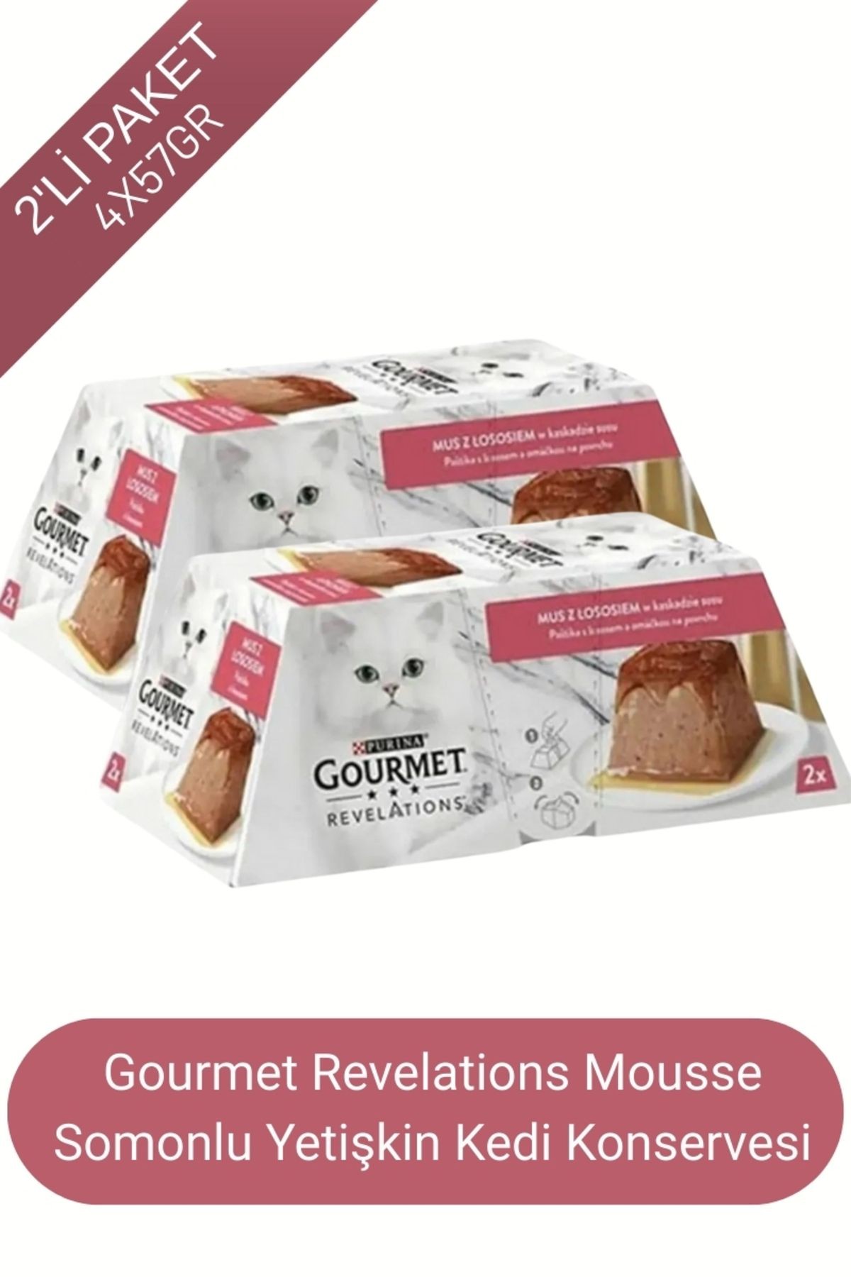 Revelations Mousse Somonlu Sosla Kaplı Lezzet Kedi Ödül Yaşmama 2x57 Gr 114 Gr X 2 Paket
