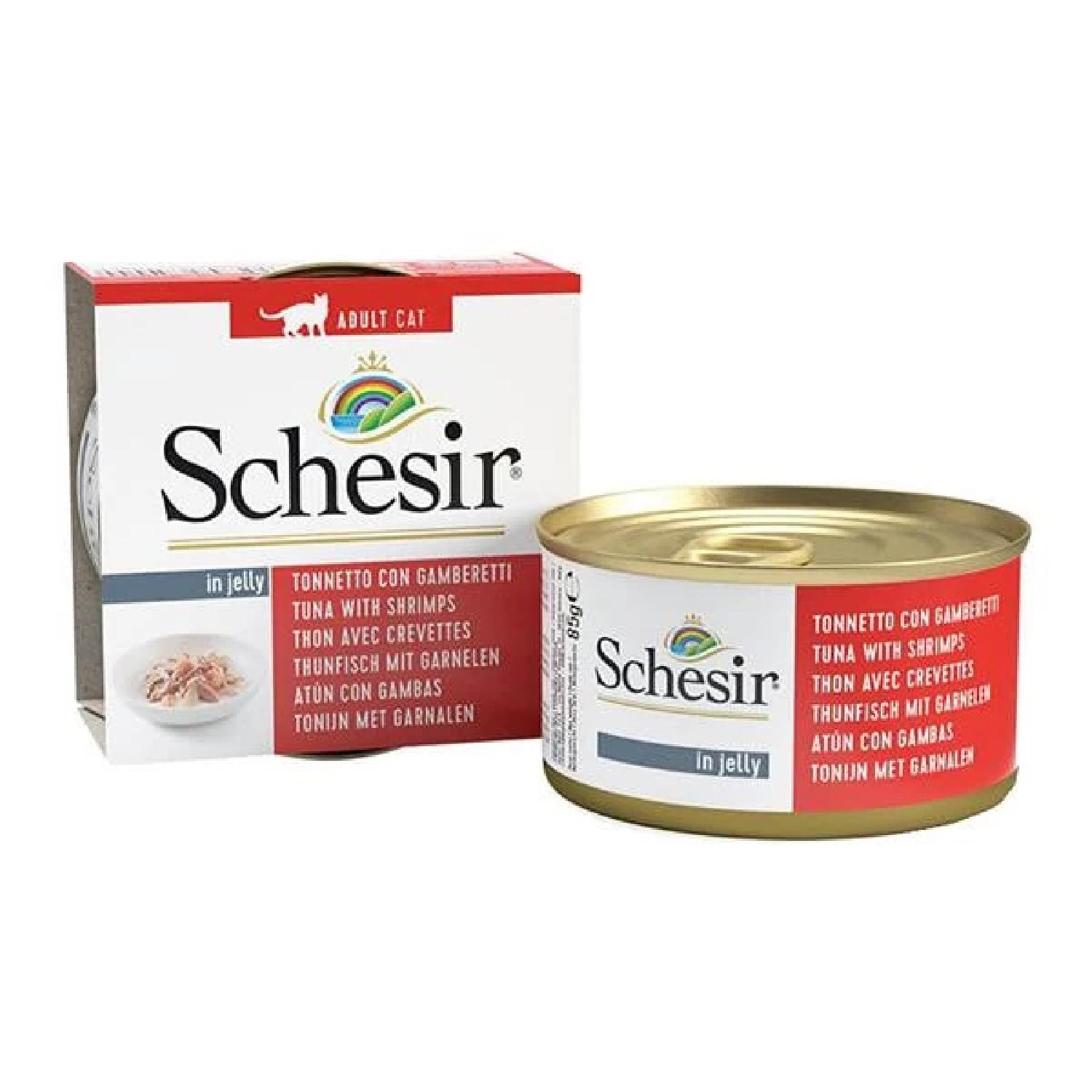 Schesir Jelly Ton Balığı ve Karides Jöle İçinde Yetişkin Kedi Konservesi 85g