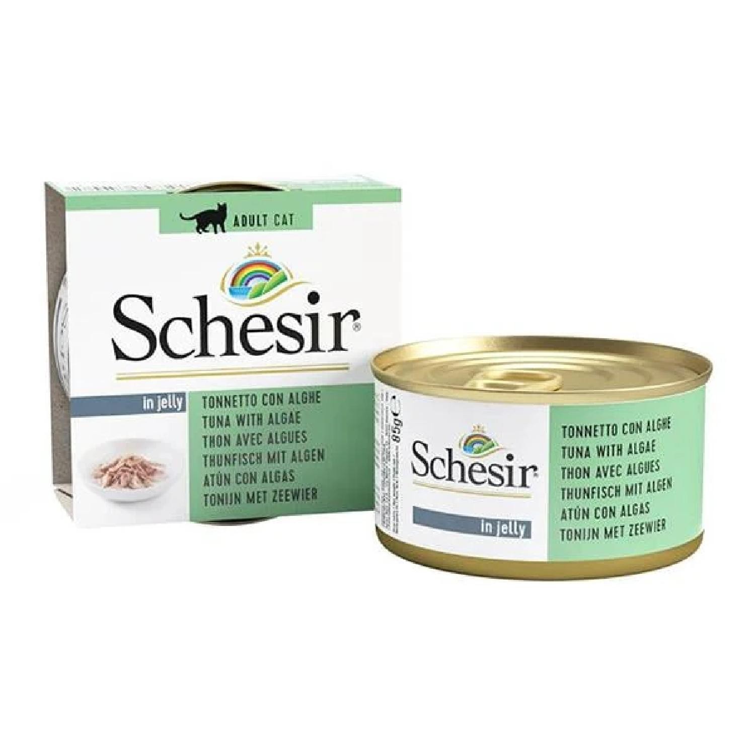 Schesir Jelly Ton Balığı ve Su Yosunu Jöle İçinde Yetişkin Kedi Konservesi 85g