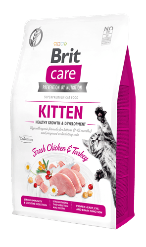 Brit Care Yavru Kediler, Hamile Veya Emziren Kediler İçin, Tahılsız, Hipoalerjenik, Taze Tavuk Ve Hindi Etli Kuru Mama 2 kg