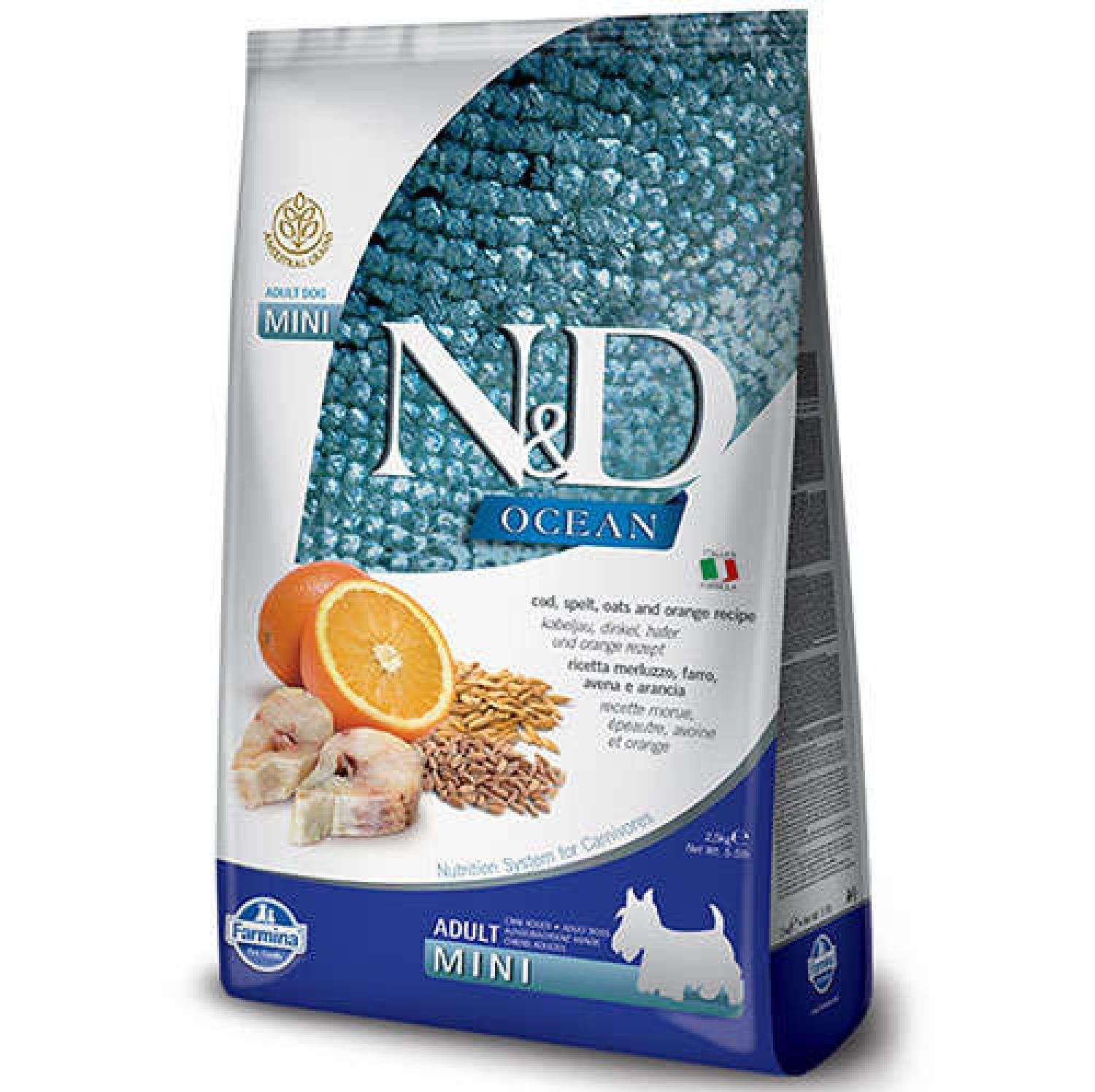 N&D OCEAN DOG COD, SPELT, OATS & ORANGE ADULT MINI 7 KG