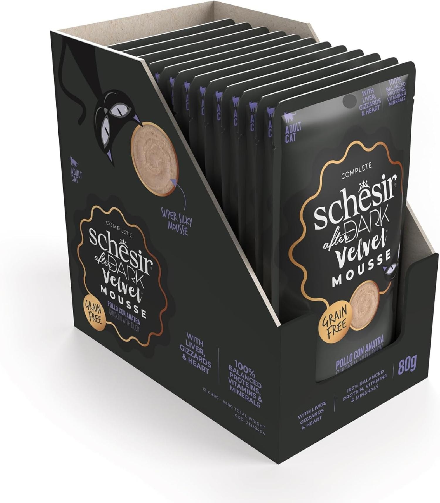Schesir After Dark Tavuk ile Ördek Paté Yetişkin Kedi Konservesi 80g