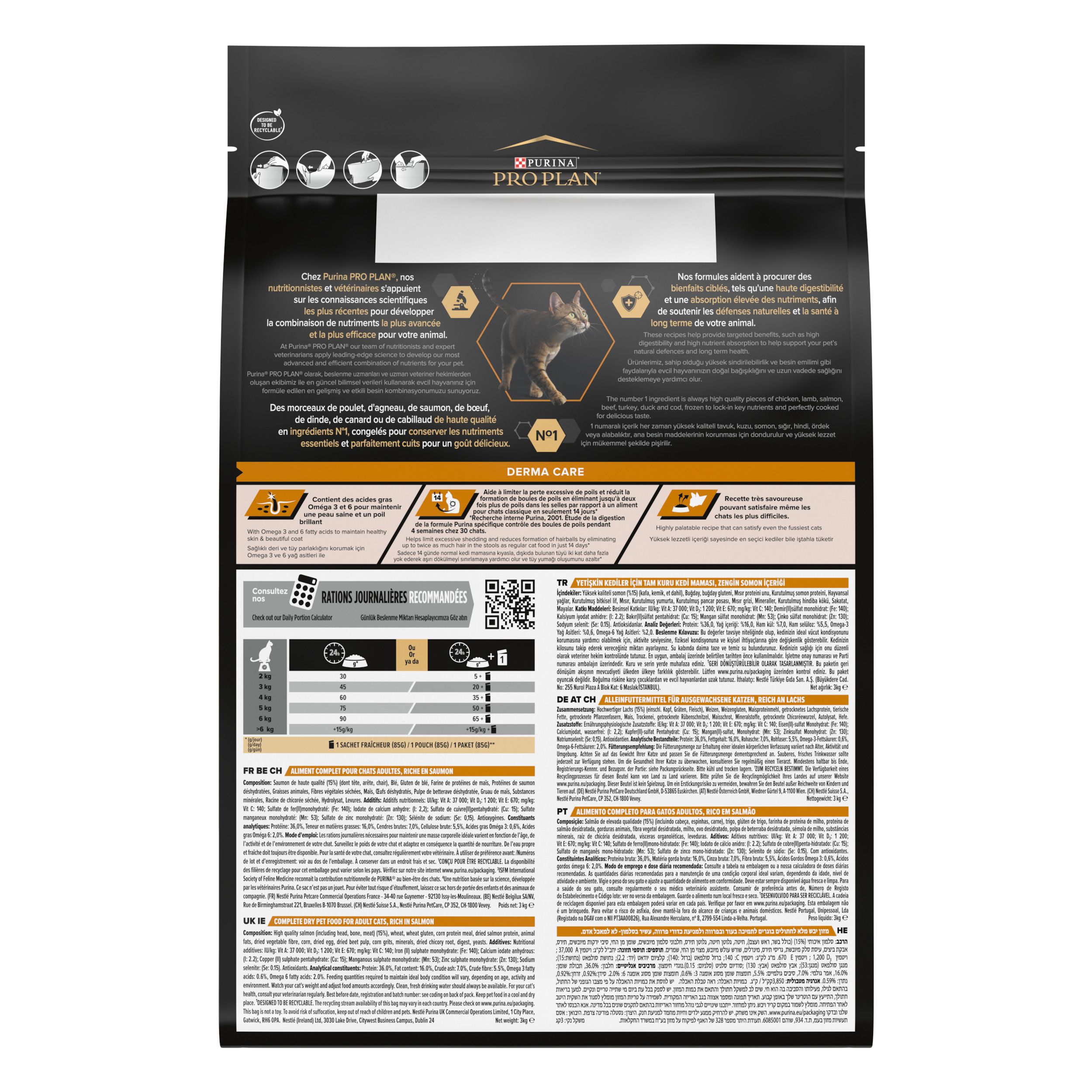 Pro Plan Derma Care Somonlu Tüy Yumağı Önleyici Yetişkin Kedi Maması 3kg