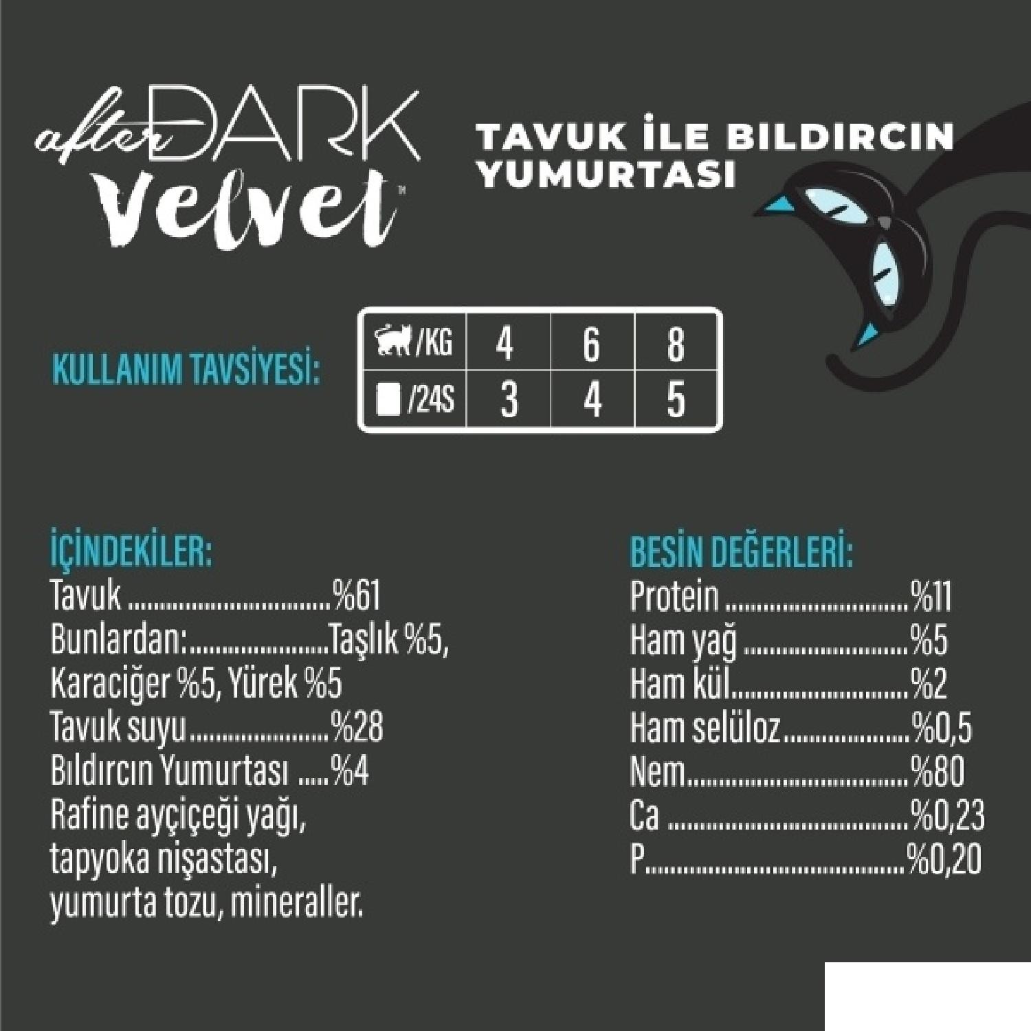 Schesir After Dark Tavuk ile Bıldırcın Yumurtası Mus Yetişkin Kedi Pouch 12x80g