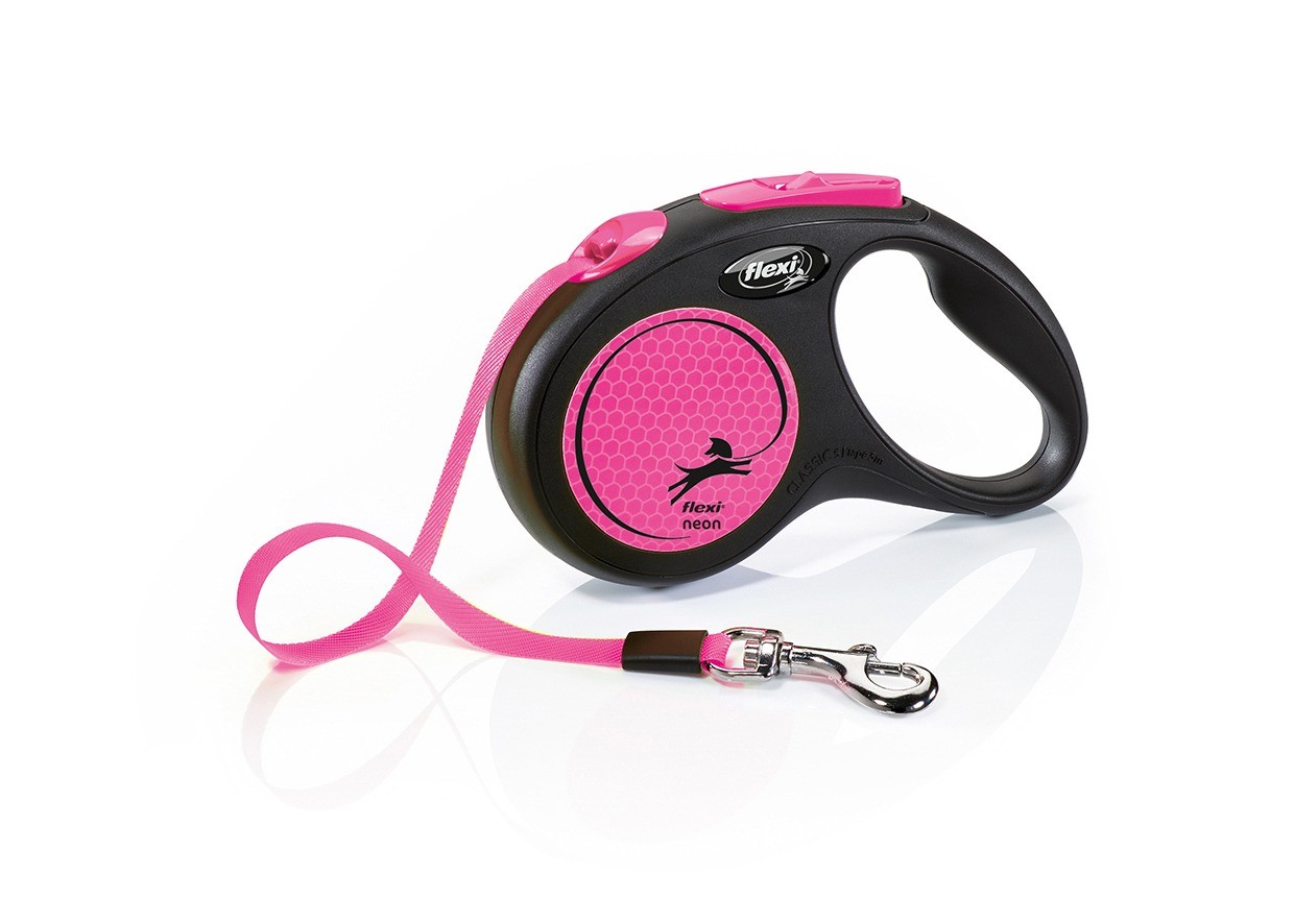 Flexi New Neon S Beden Pembe 5MT Şerit Tasma