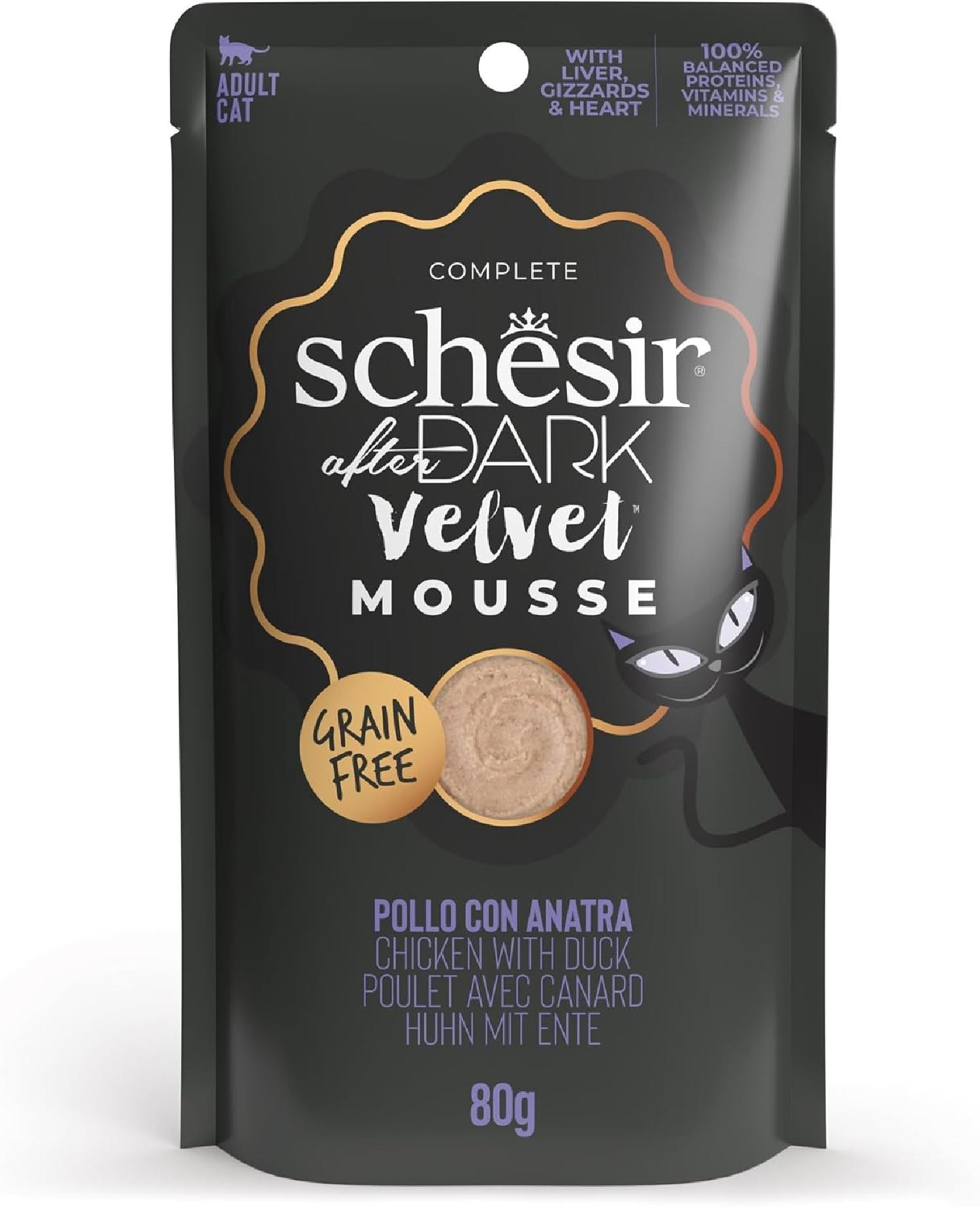 Schesir After Dark Tavuk ile Ördek Paté Yetişkin Kedi Konservesi 80g