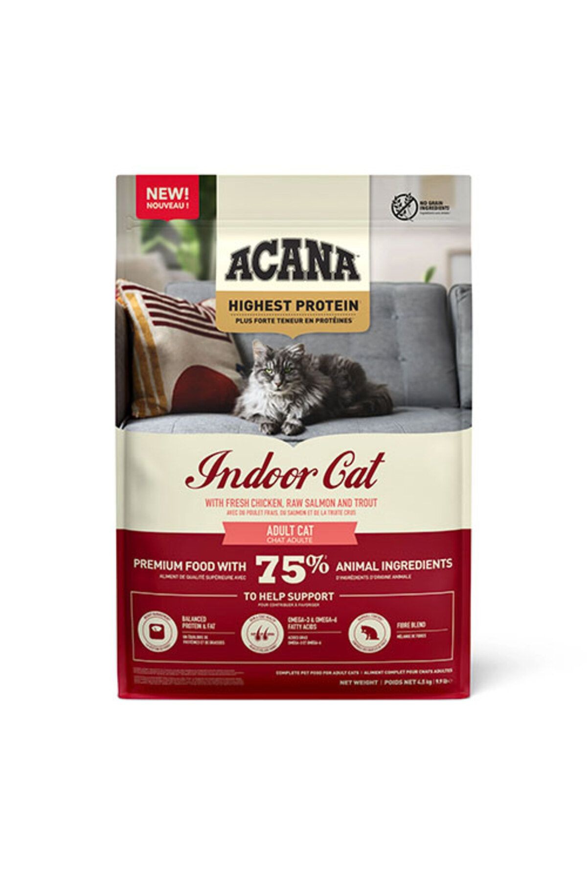 Indoor Yüksek Proteinli Tavuk Ve Balıklı Kısırlaştırılmış Kedi Maması 4,5 Kg