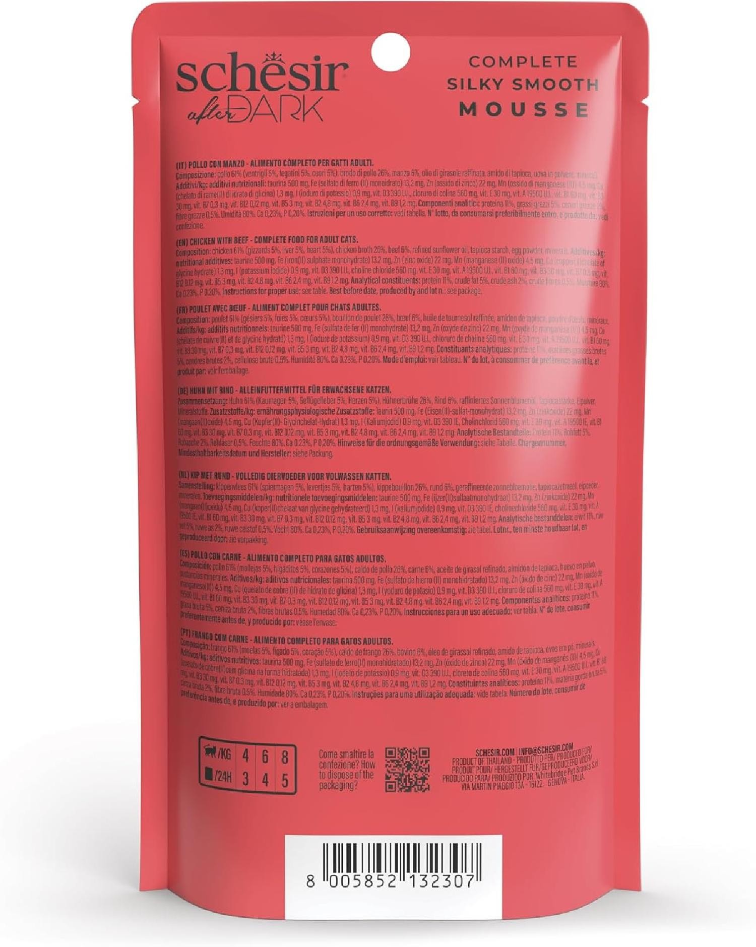 Schesir After Dark Tavuk ile Sığır Mus Yetişkin Kedi Pouch 80g