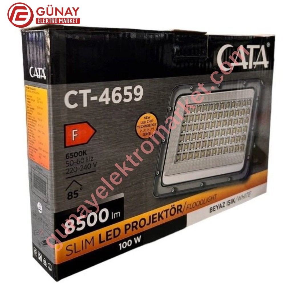 Ct-4659 100 Watt Slim Kasa Led Projektör Beyaz Işık