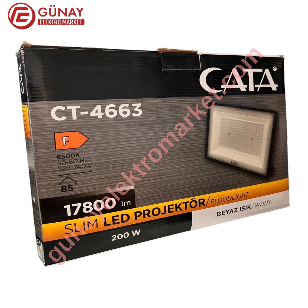 Ct-4663 200 Watt Slim Led Projektör Beyaz