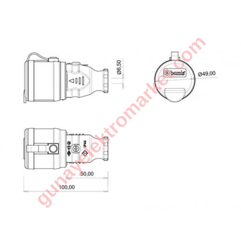 Bemis 1x16A Kauçuk Uzatma Prizi 2P+E 220V BK1-1402-2311