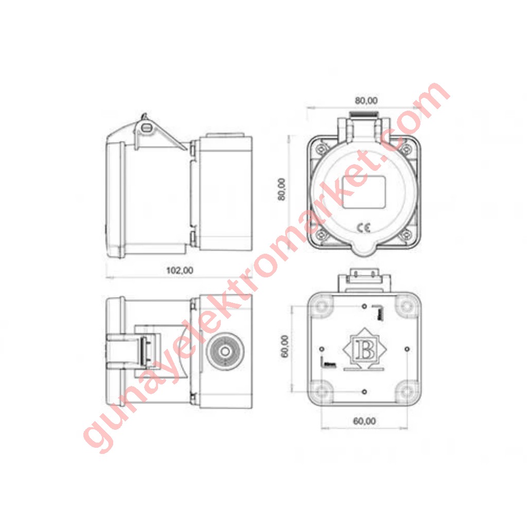 Bemis 5x32A CE NORM Duvar Prizi 3P+E+N 380V BC1-3505-2510