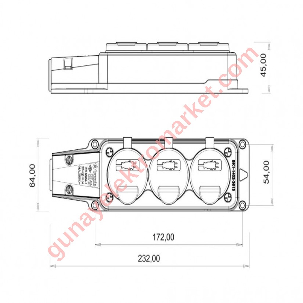 Bemis 1x16A Üçlü Kauçuk Grup Priz BK1-1402-3613