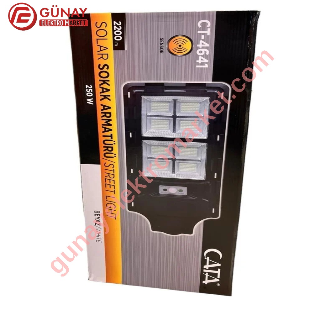 Ct-4641 250W Solar Şarjlı Sokak Armatürü