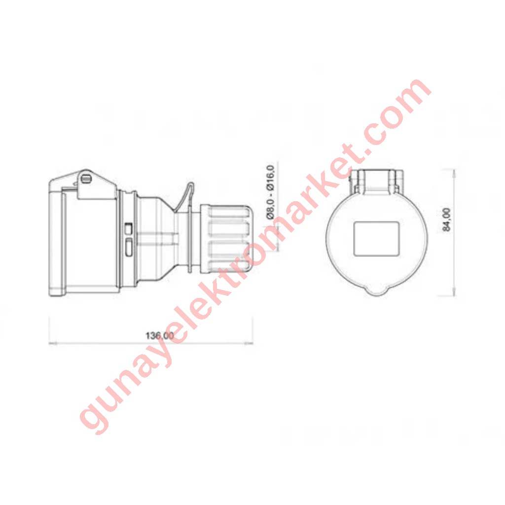 Bemis 5x16A CE NORM Uzatma Prizi 3P+E+N 380V BC1-1505-2312