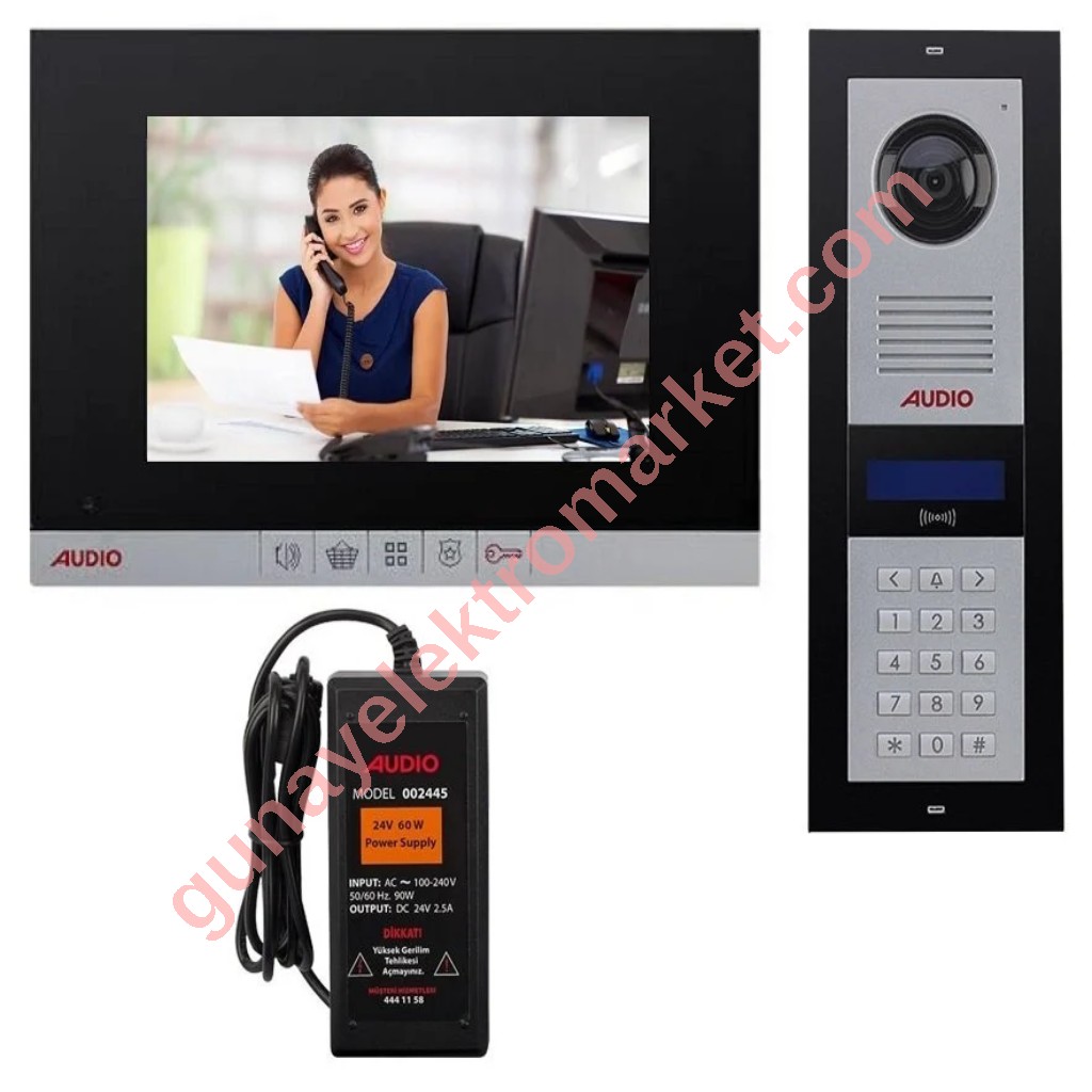 Audio 7"(inç) LCD Görüntülü Siyah Diyafon 25 Daire 001189